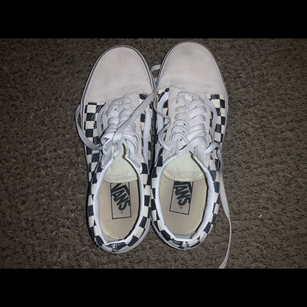 Vans Checkerboard Old Skool (White/Black) size 8.5